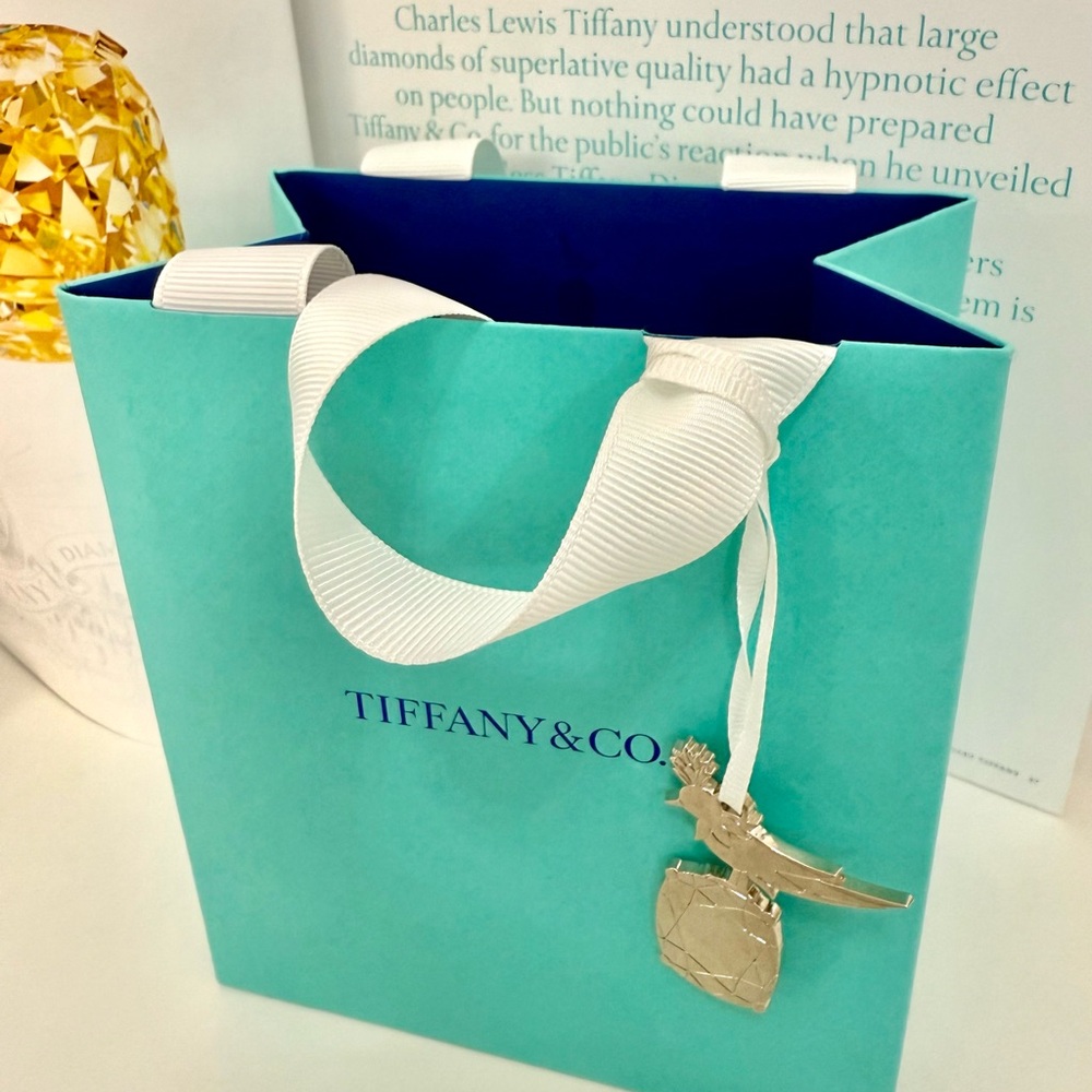 Tiffany & Co. Bird on a Rock Ornament Bag Charm Novelty Limited Edition Blue Bag